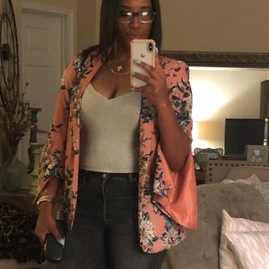 Open Sleeve Floral Blazer